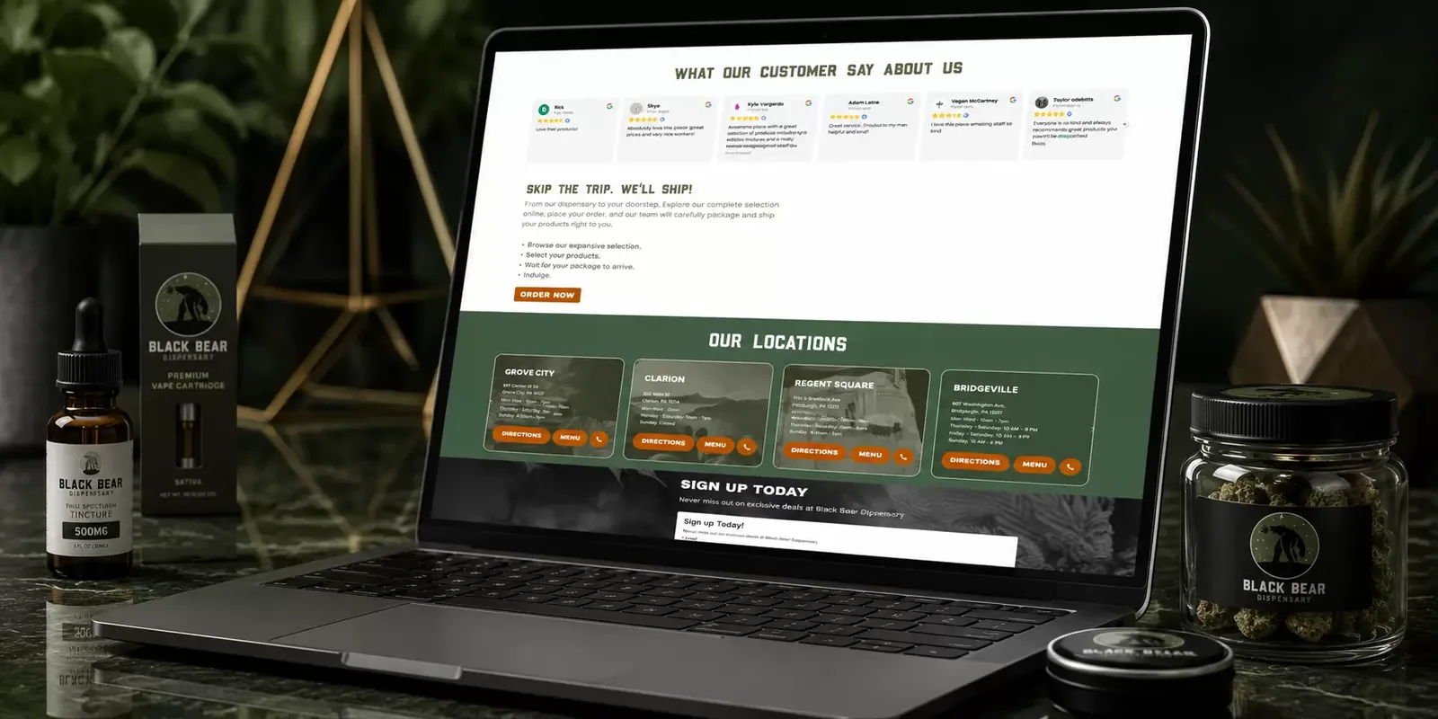 Black Bear Hemp Dispensary new website screen 1