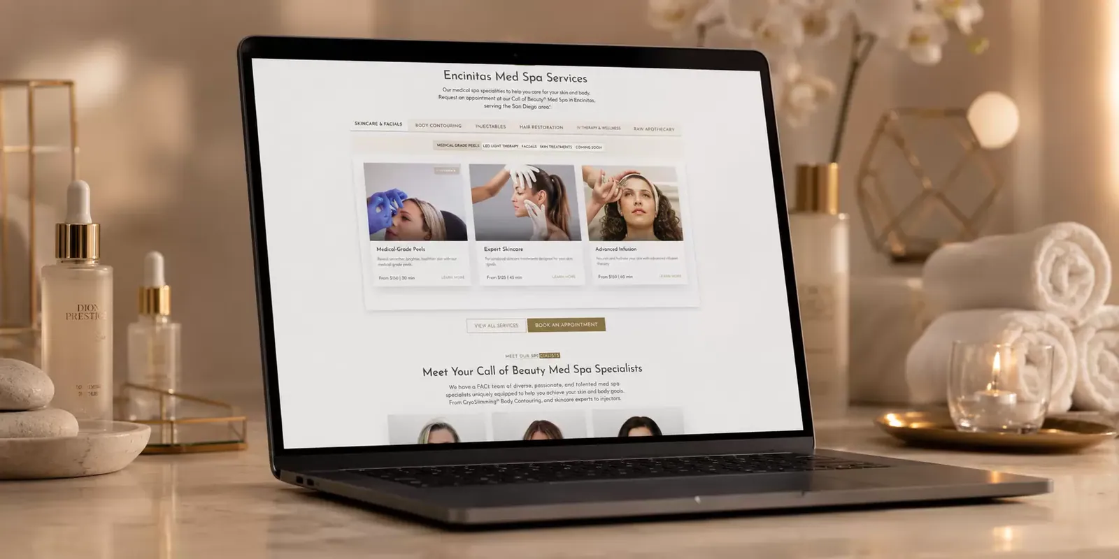 Call of Beauty Med Spa new website screen 2