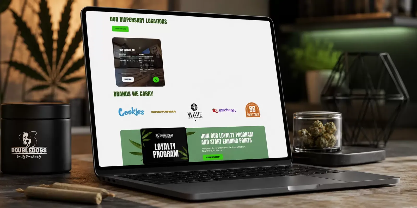 Double Dogs Cannabis new website screen 1