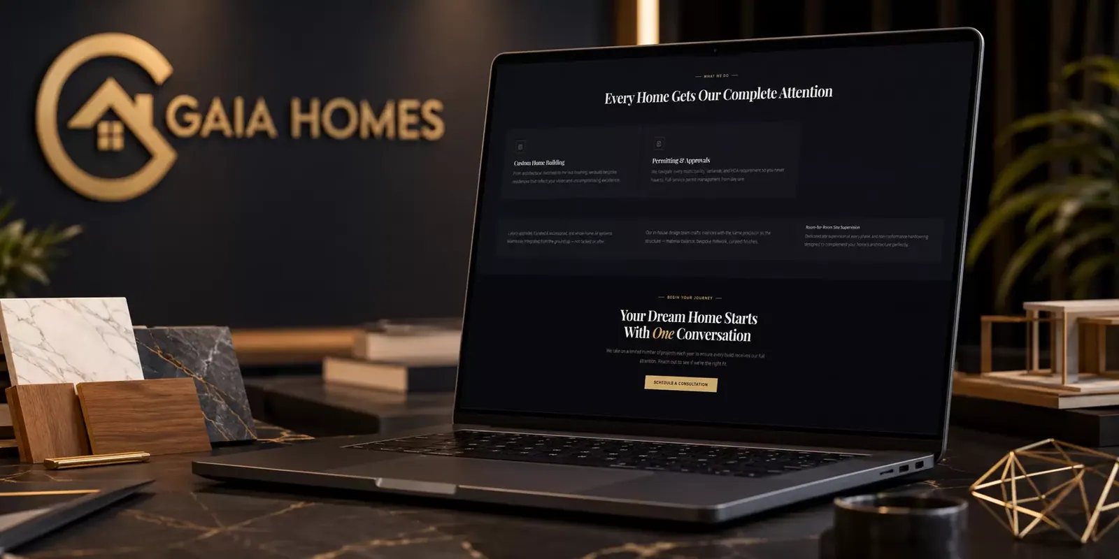 Gaia Homes new website screen 1