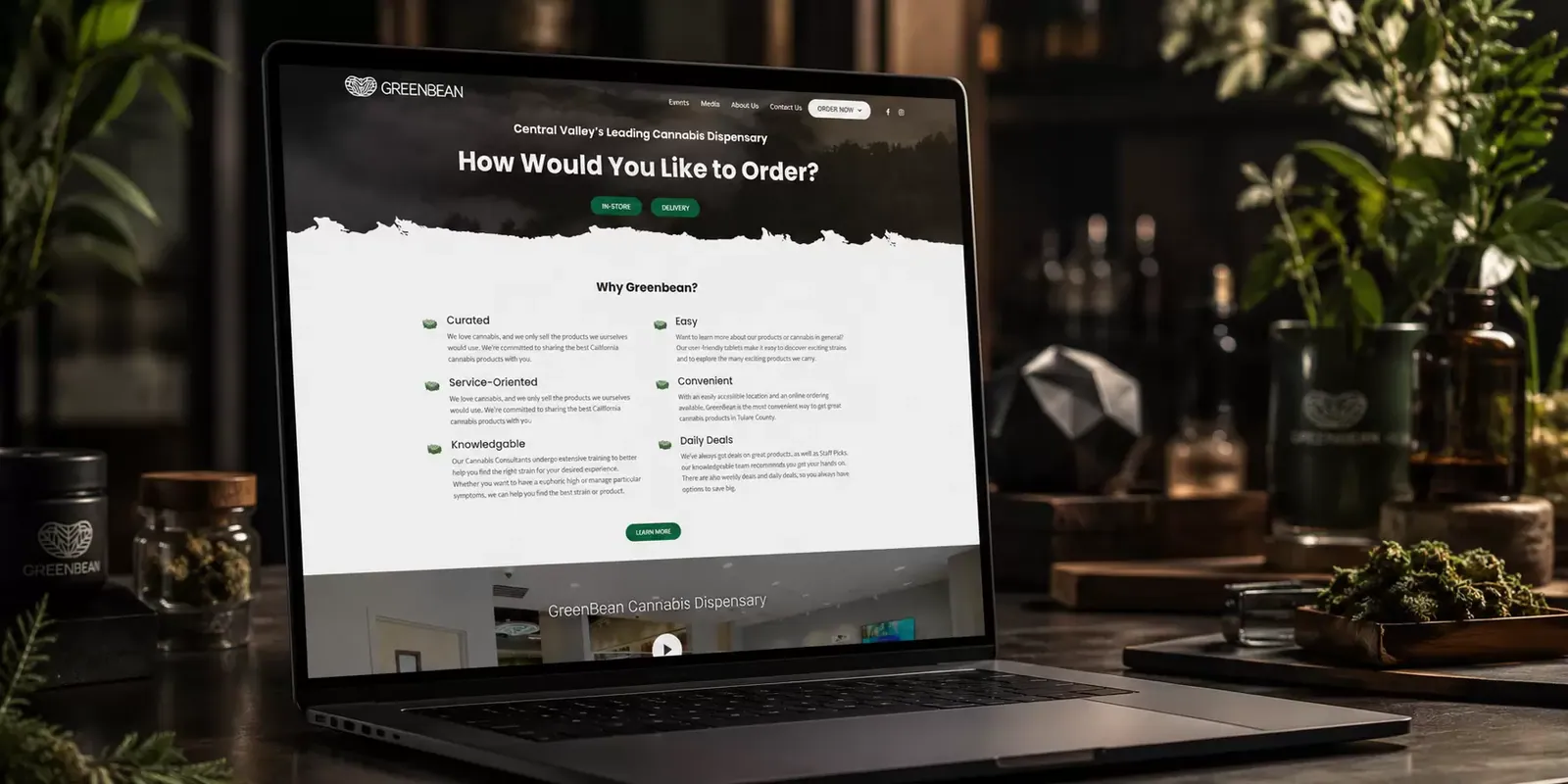 Green Bean new website screen 2