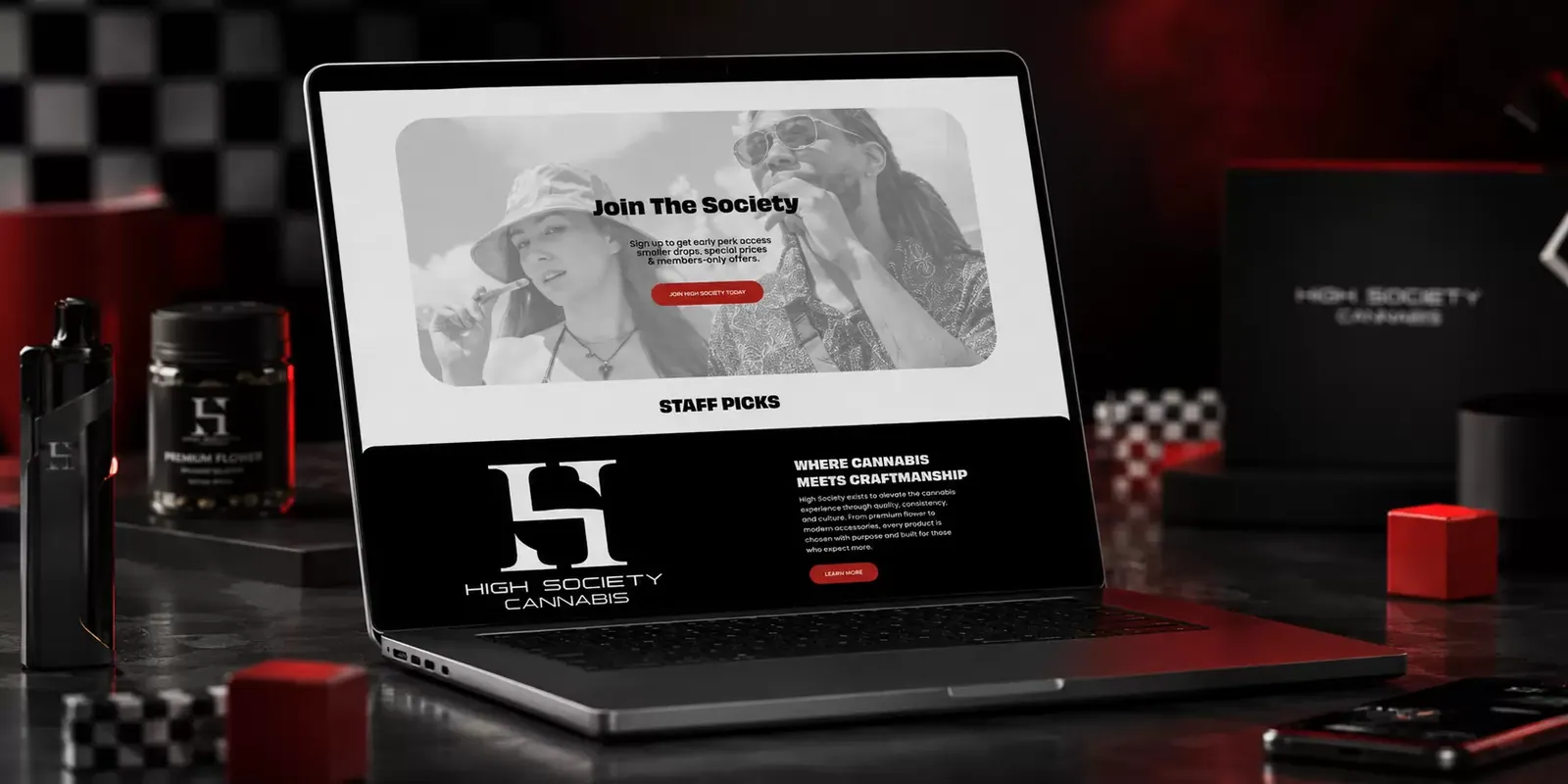 High Society new website screen 1