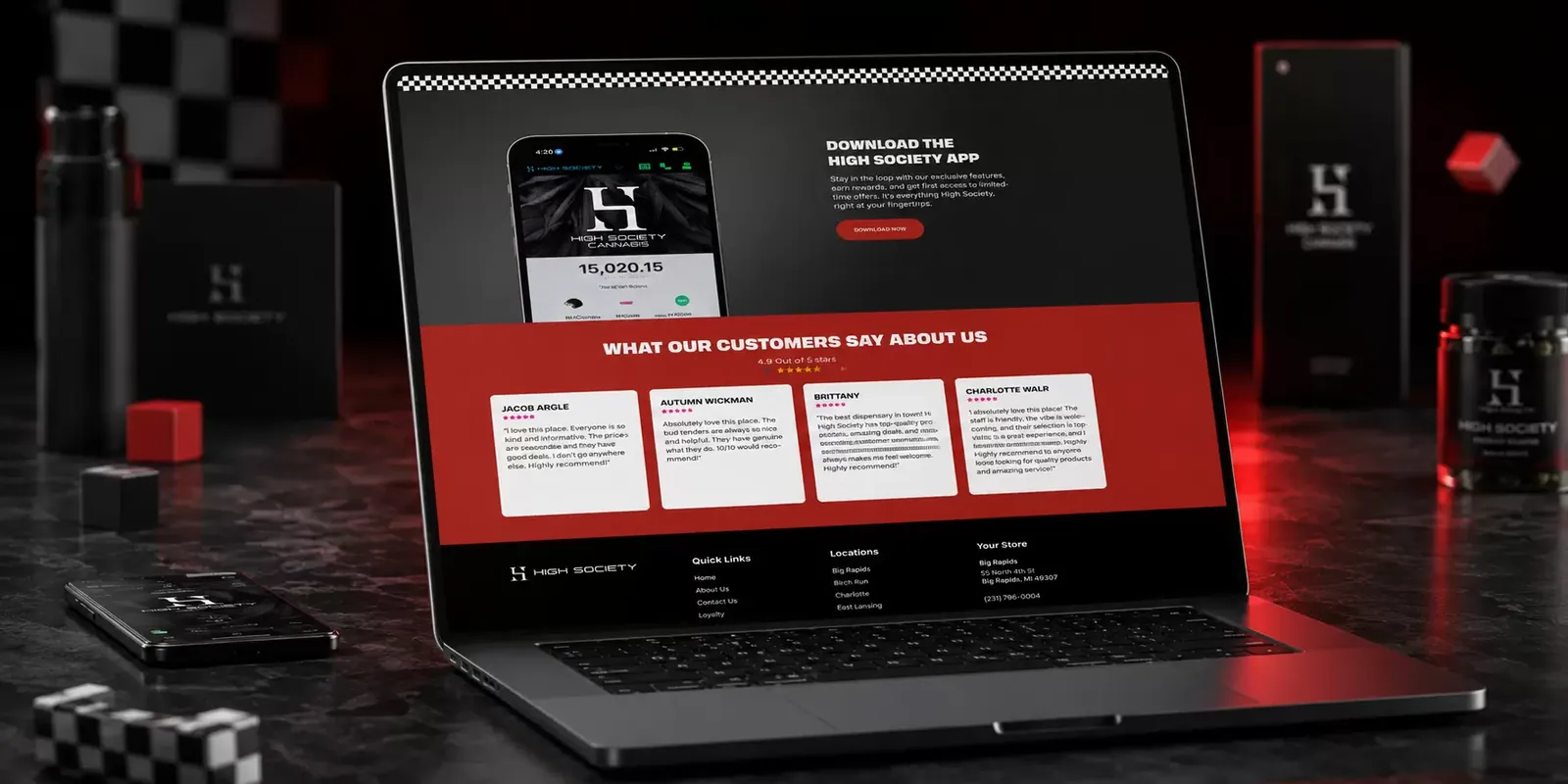 High Society new website screen 2
