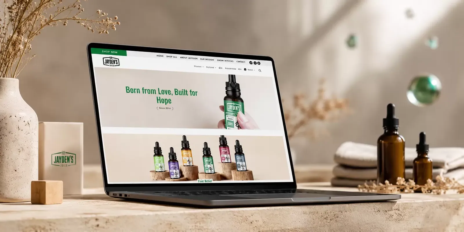 Jayden’s Juice new website screen 2