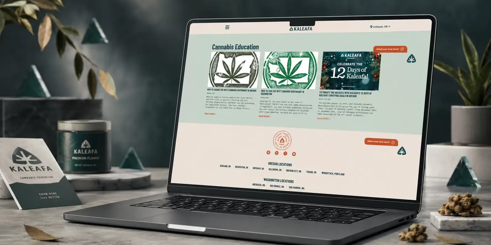 Kaleafa Cannabis new website screen 1