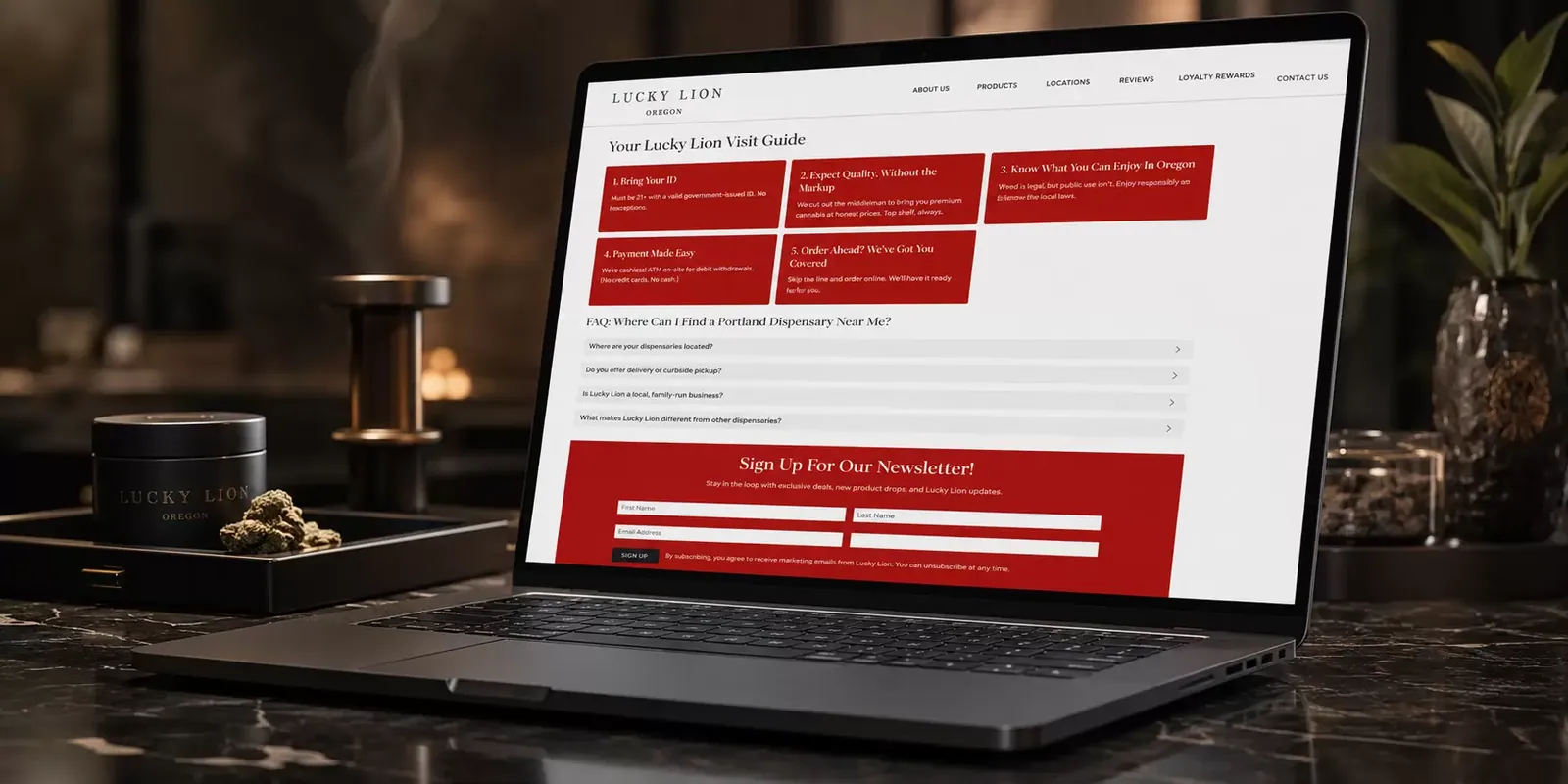 Lucky Lion new website screen 1
