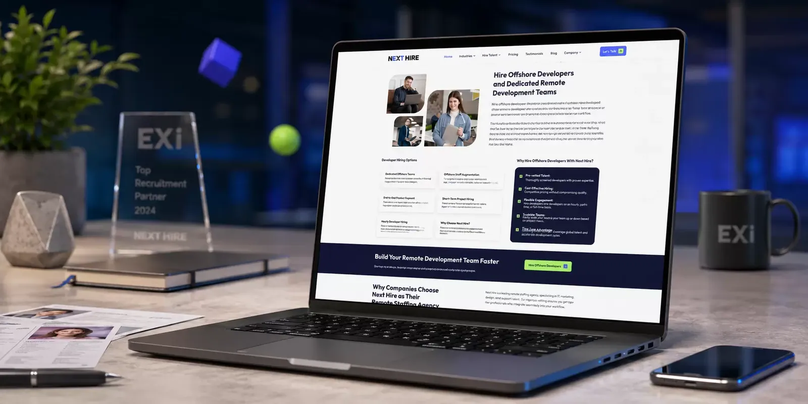 Next Hire Inc new website screen 1