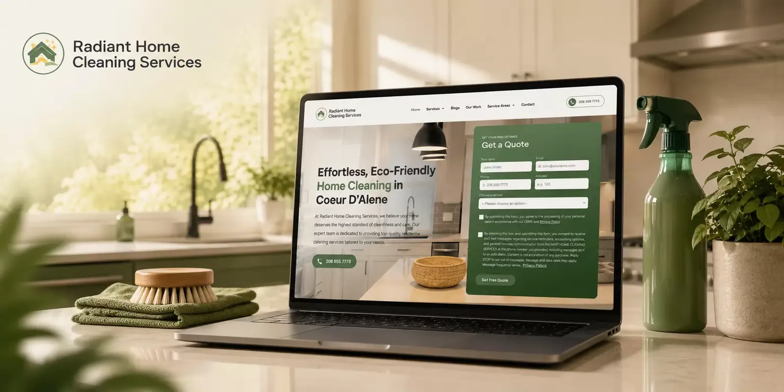 Radiant Home Cleaning Services new website screen 2